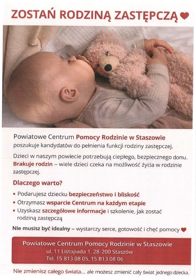 Plakat skierowany do kandyat&oacute;w rodzin zastepczych